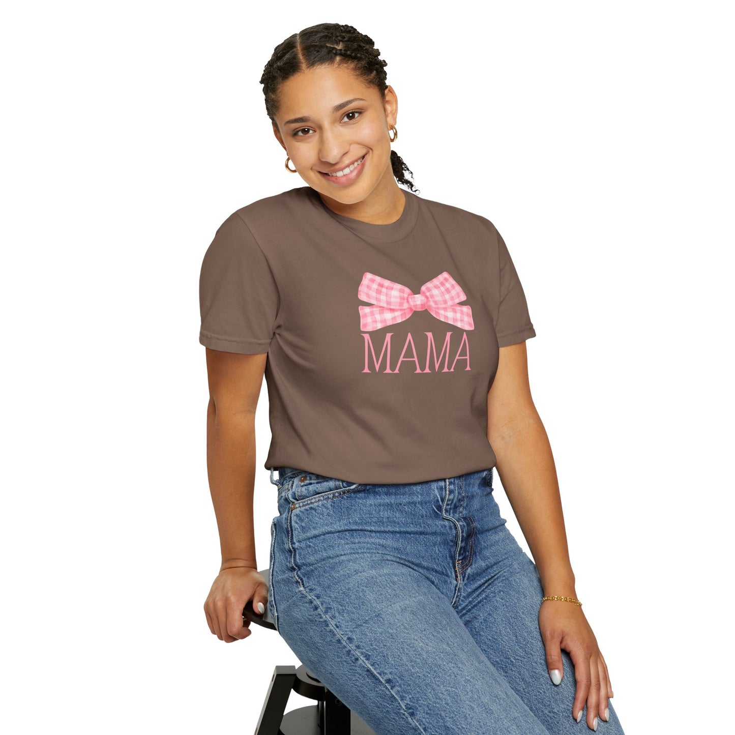 Mama Pink Bow Comfort Colors Tee