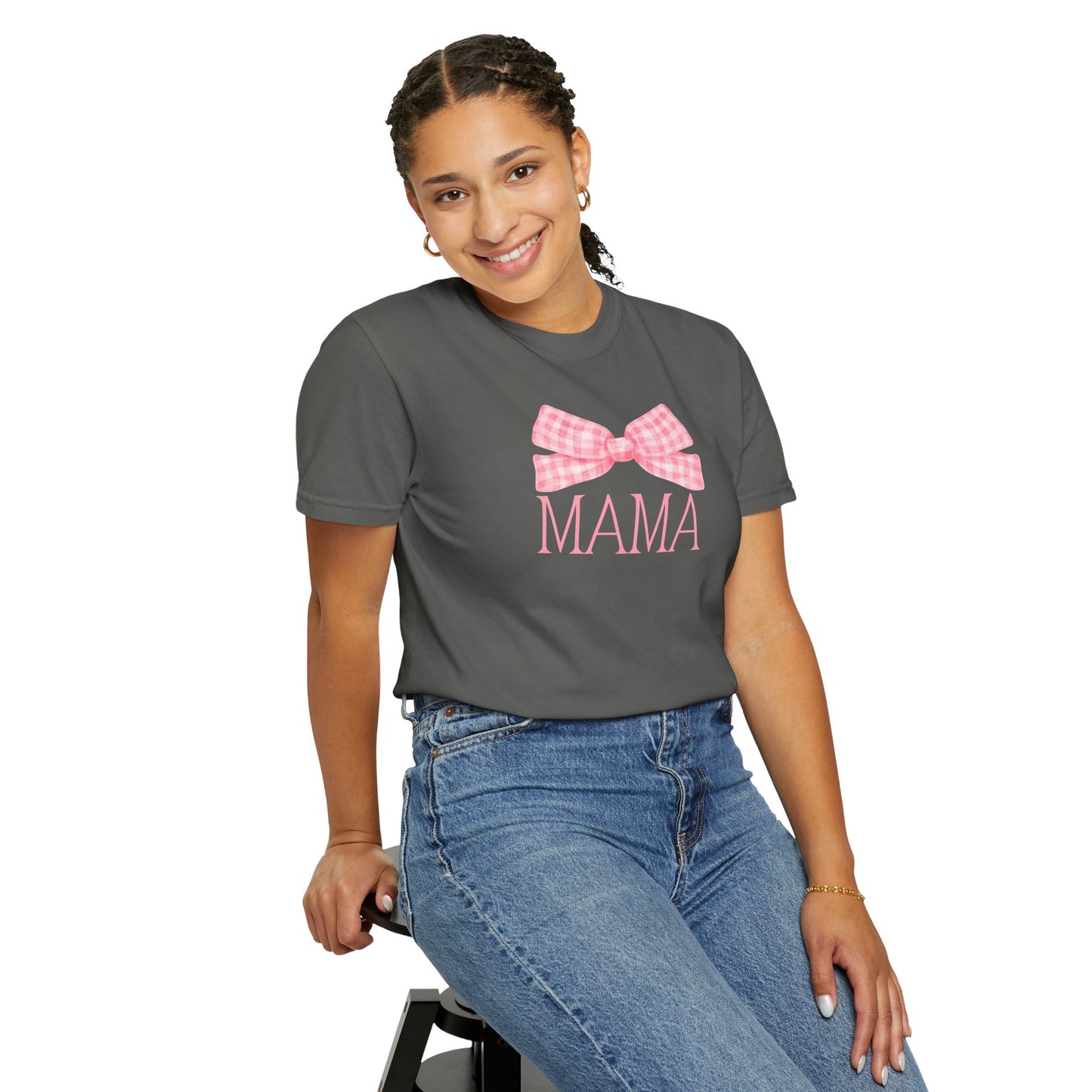 Mama Pink Bow Comfort Colors Tee