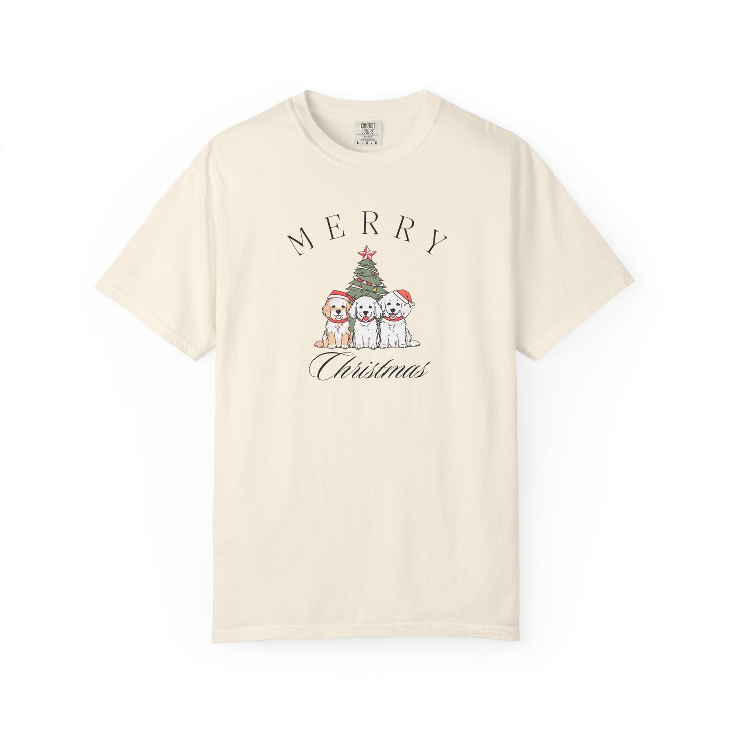 Merry Christmas Puppies Comfort Colors Tee