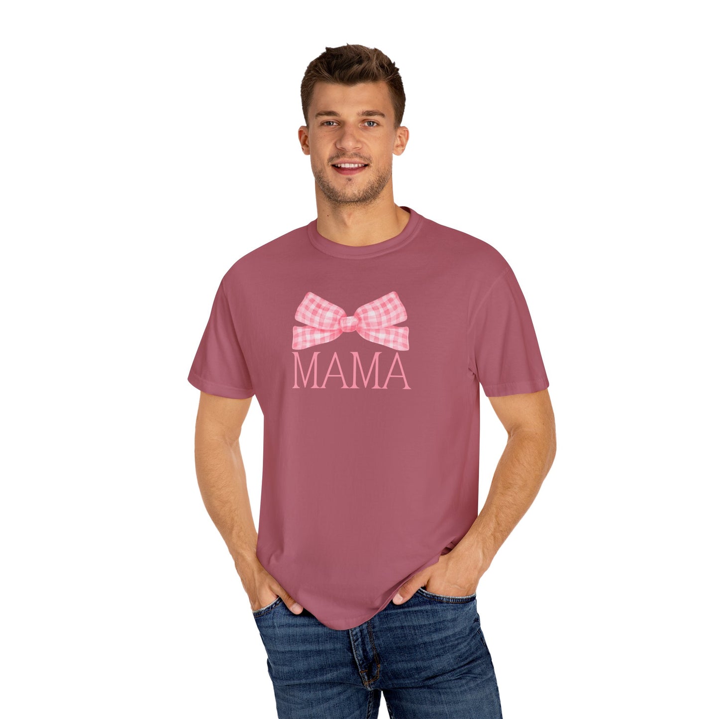 Mama Pink Bow Comfort Colors Tee