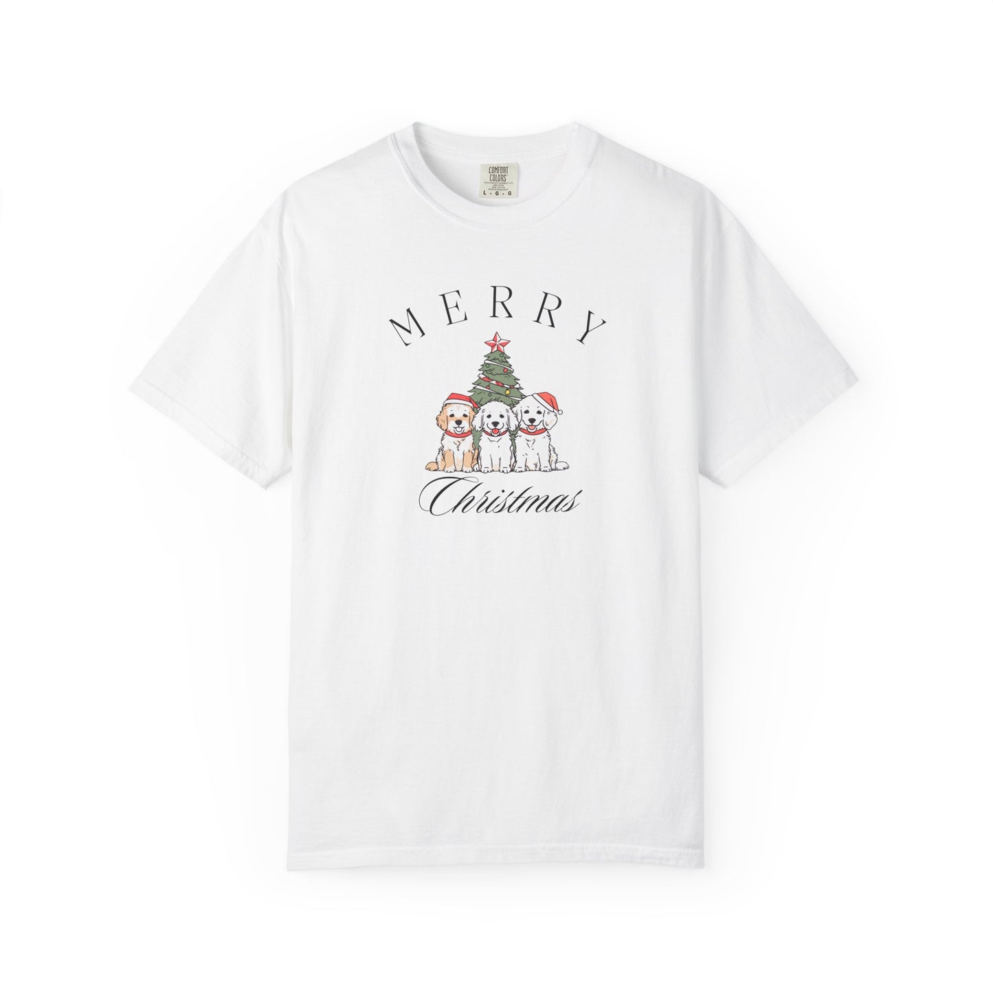 Merry Christmas Puppies Comfort Colors Tee
