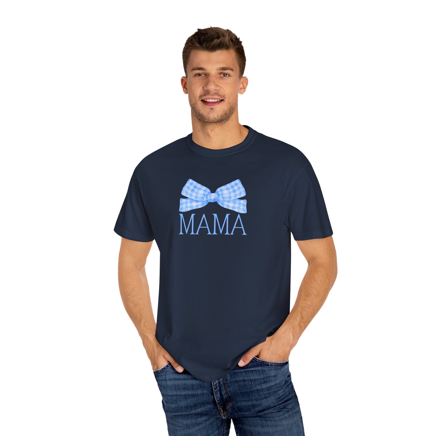 Mama Blue Bow Comfort Colors Tee