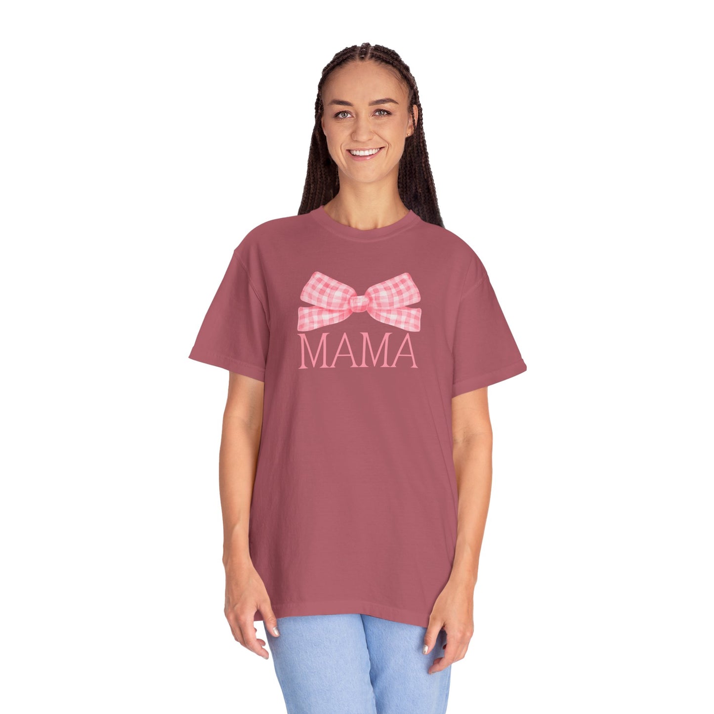 Mama Pink Bow Comfort Colors Tee