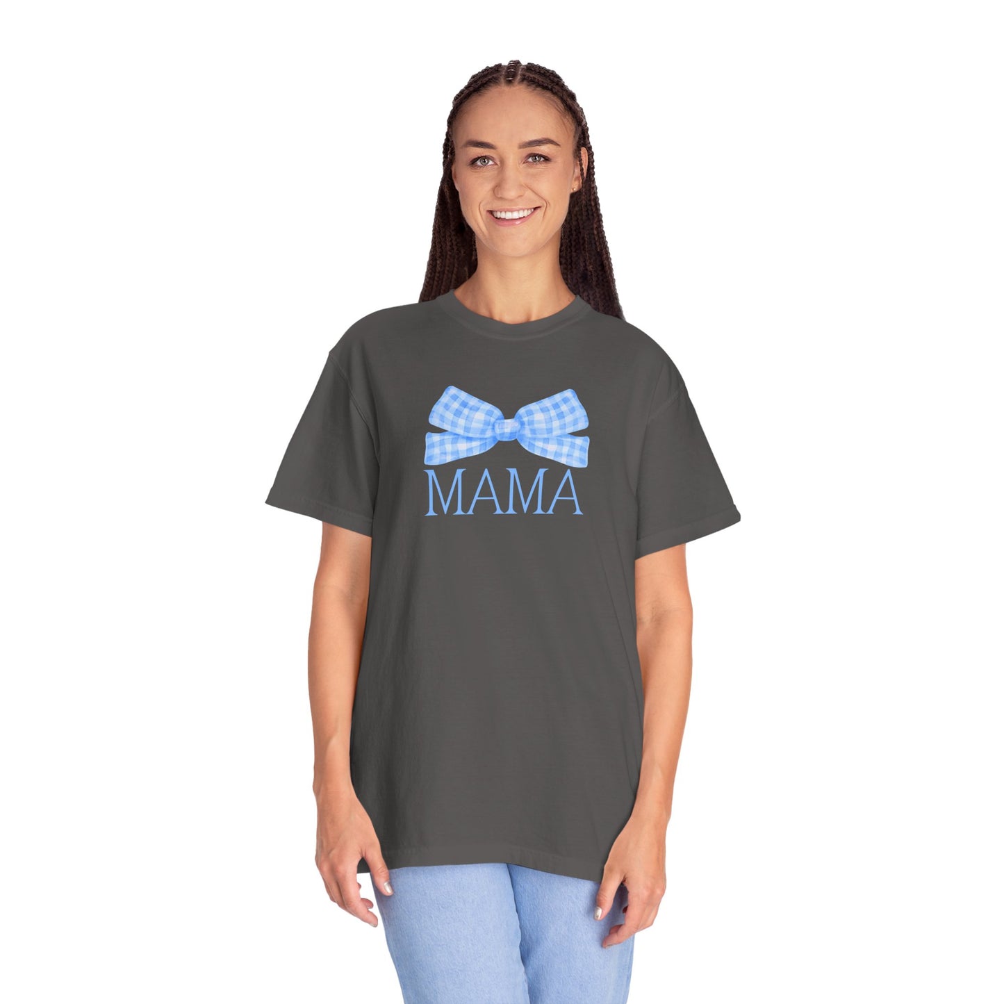 Mama Blue Bow Comfort Colors Tee