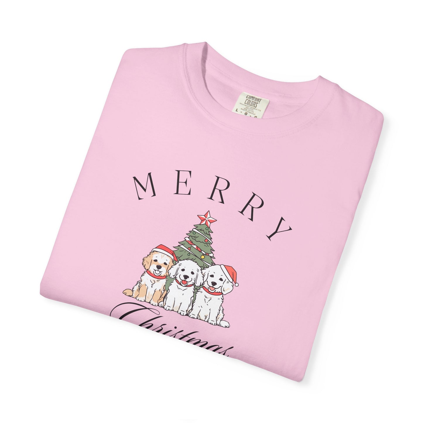 Merry Christmas Puppies Comfort Colors Tee