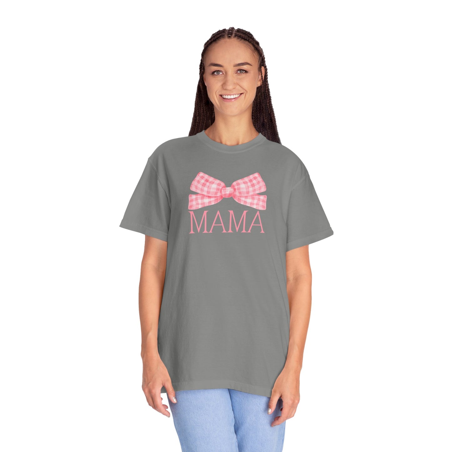 Mama Pink Bow Comfort Colors Tee