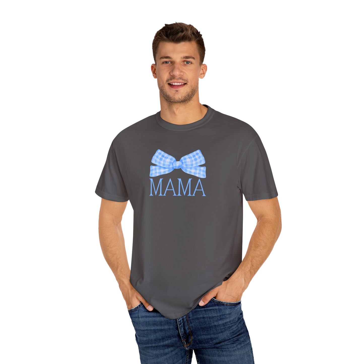 Mama Blue Bow Comfort Colors Tee