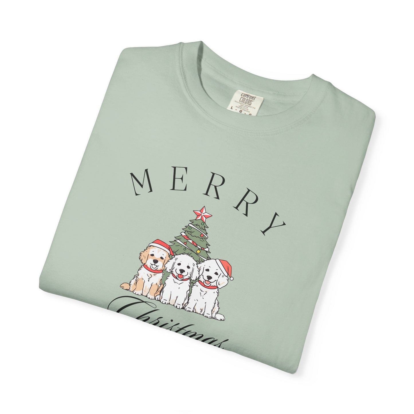 Merry Christmas Puppies Comfort Colors Tee