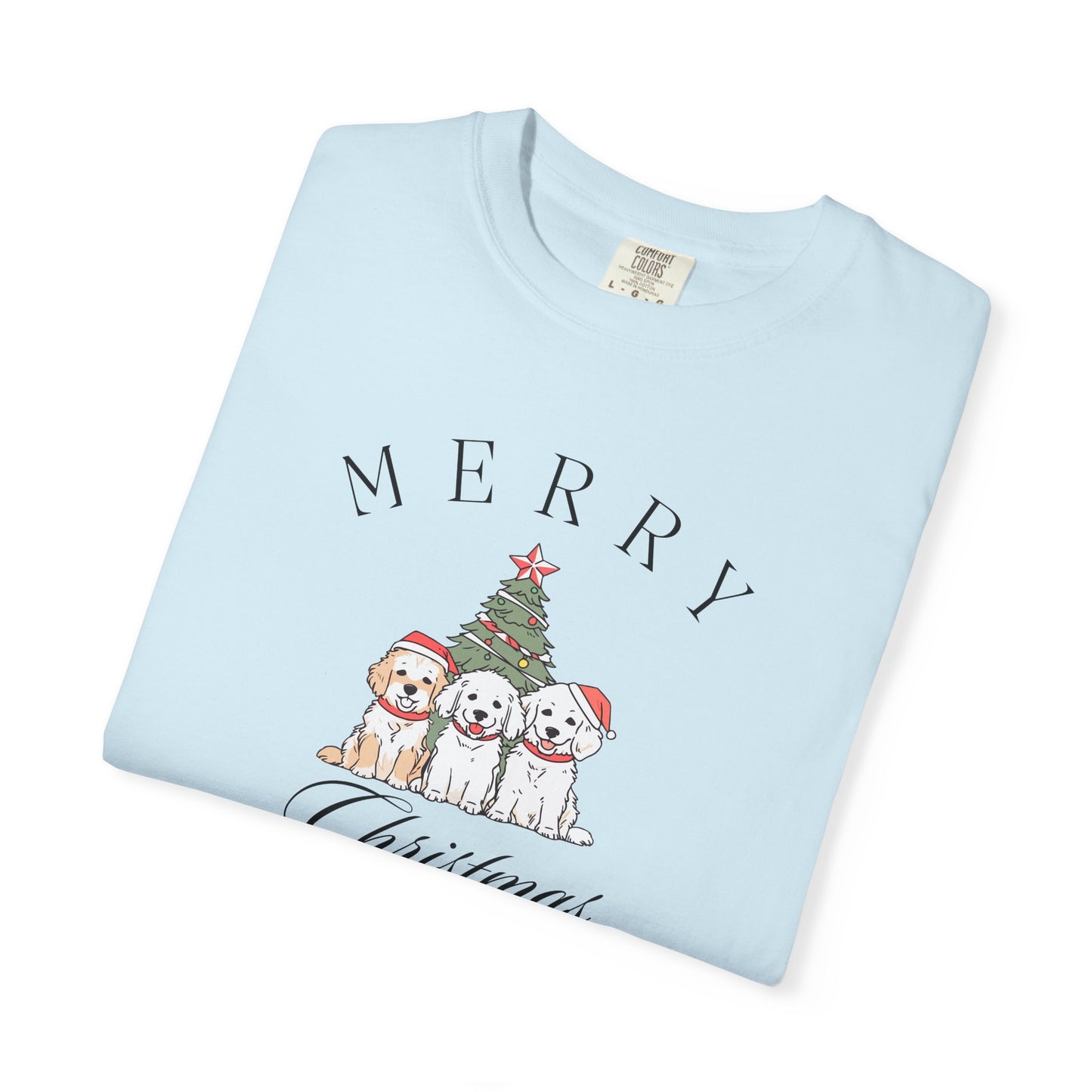 Merry Christmas Puppies Comfort Colors Tee