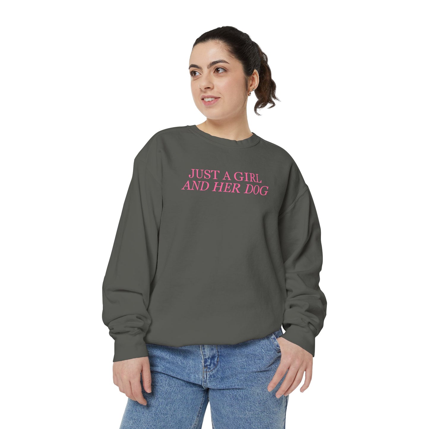 Just a Girl and Her Dog Comfort Colors Crewneck