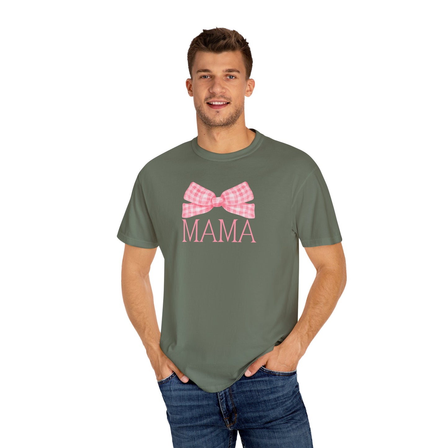 Mama Pink Bow Comfort Colors Tee