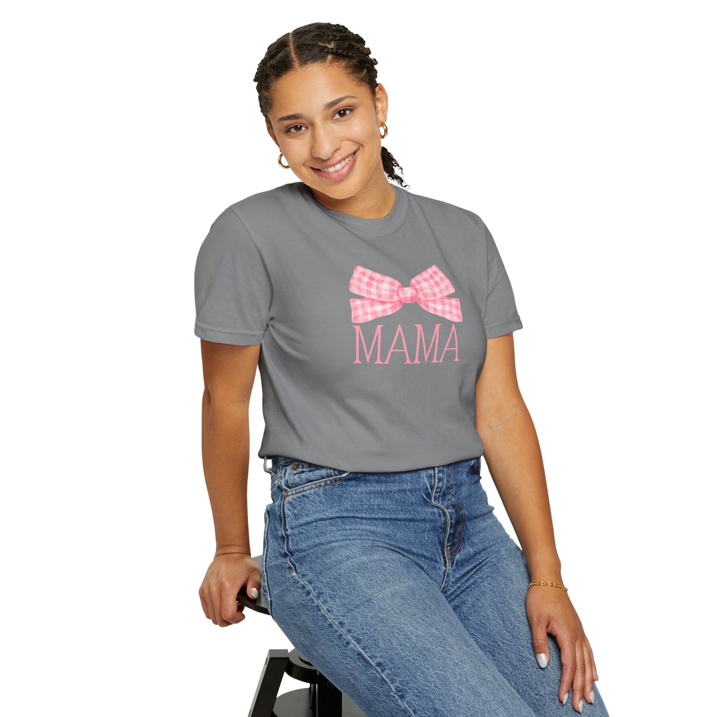 Mama Pink Bow Comfort Colors Tee