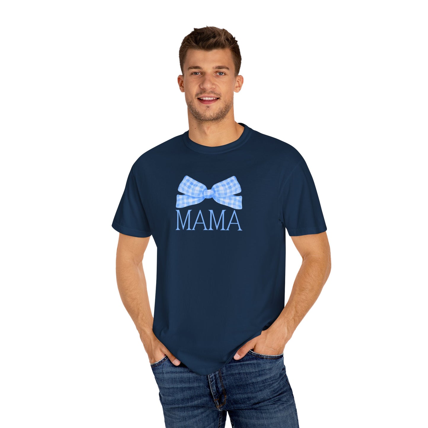 Mama Blue Bow Comfort Colors Tee