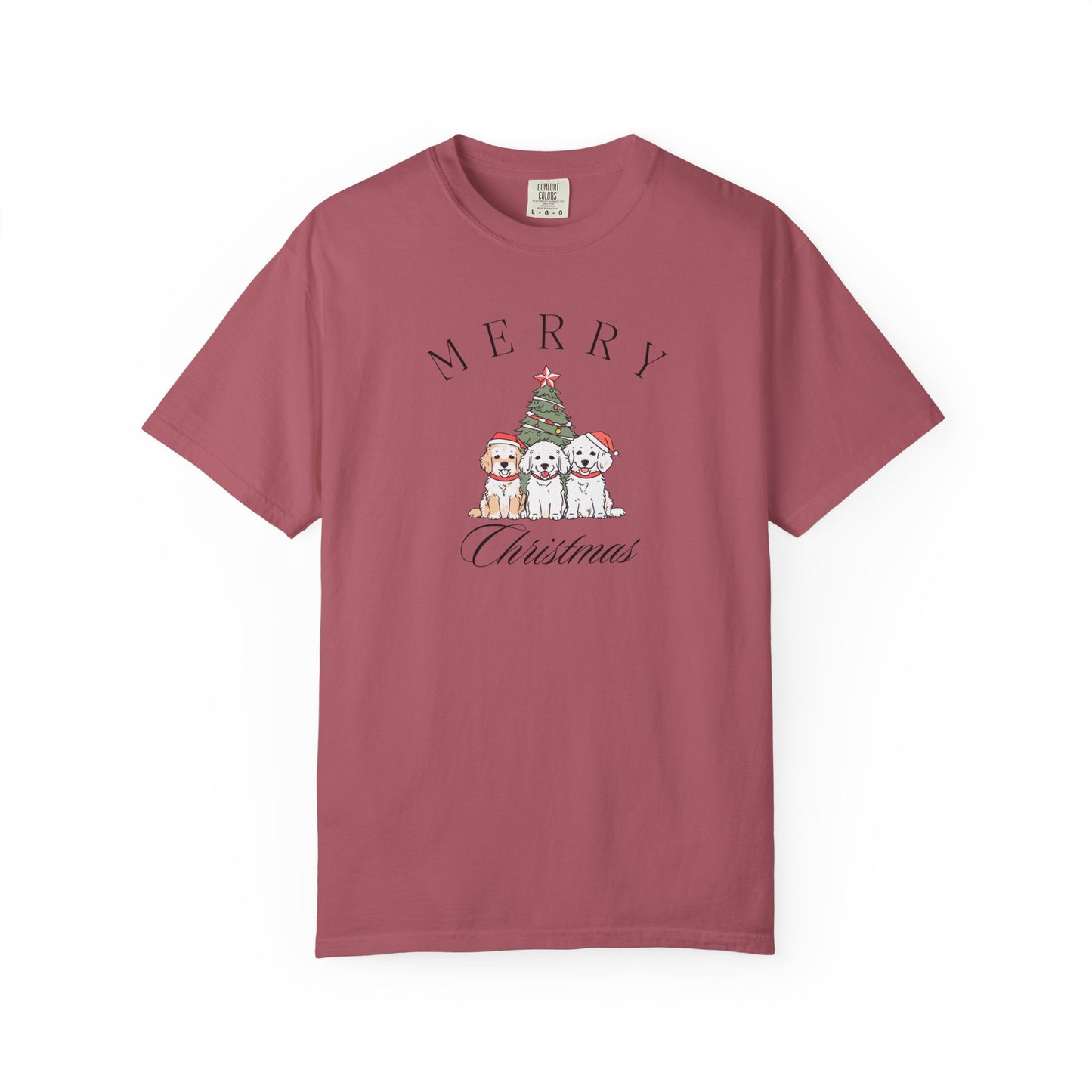 Merry Christmas Puppies Comfort Colors Tee