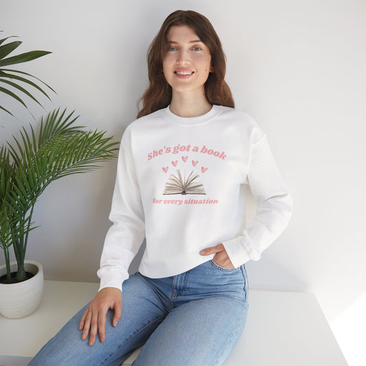 She's Got a Book For Every Situation Crewneck Sweatshirt