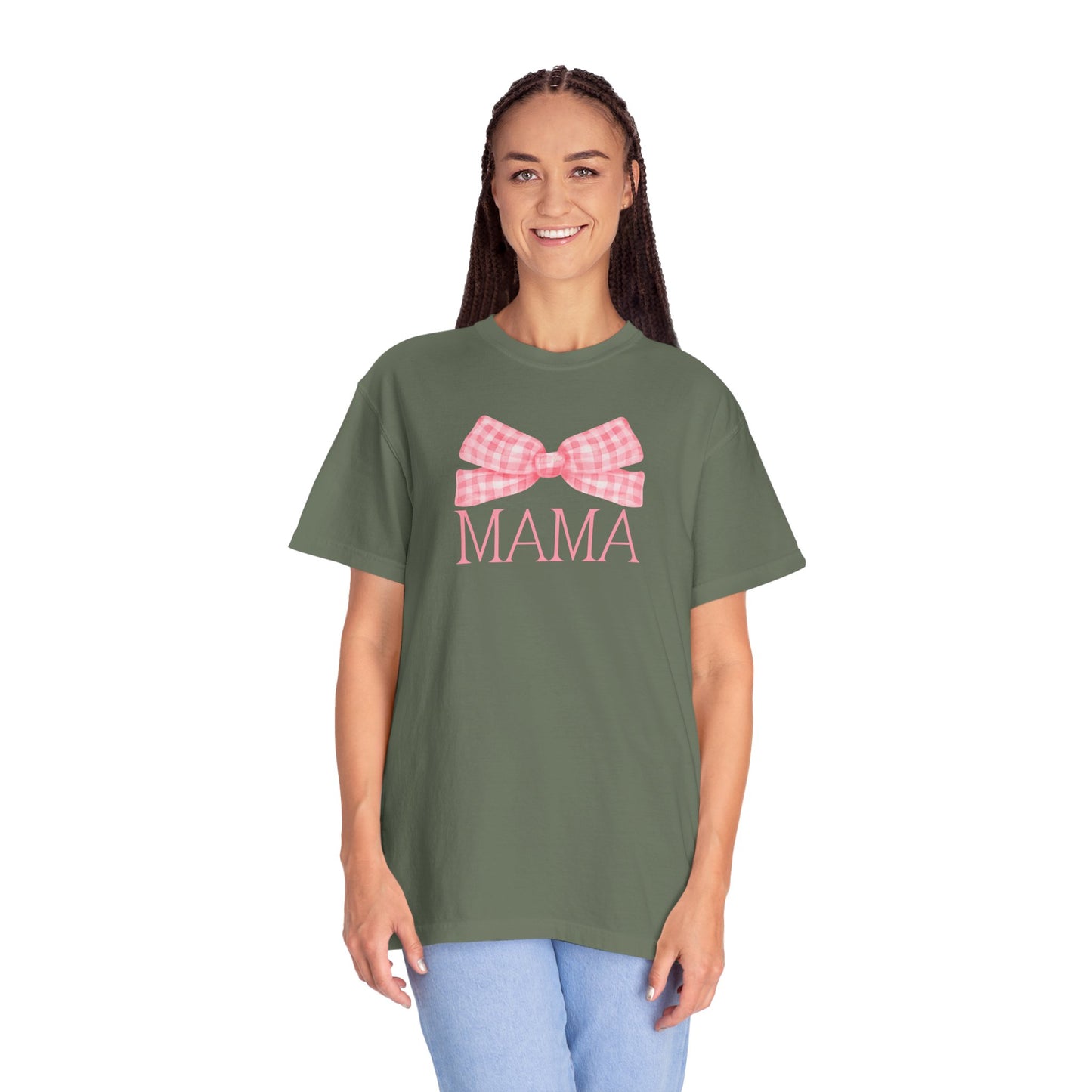 Mama Pink Bow Comfort Colors Tee
