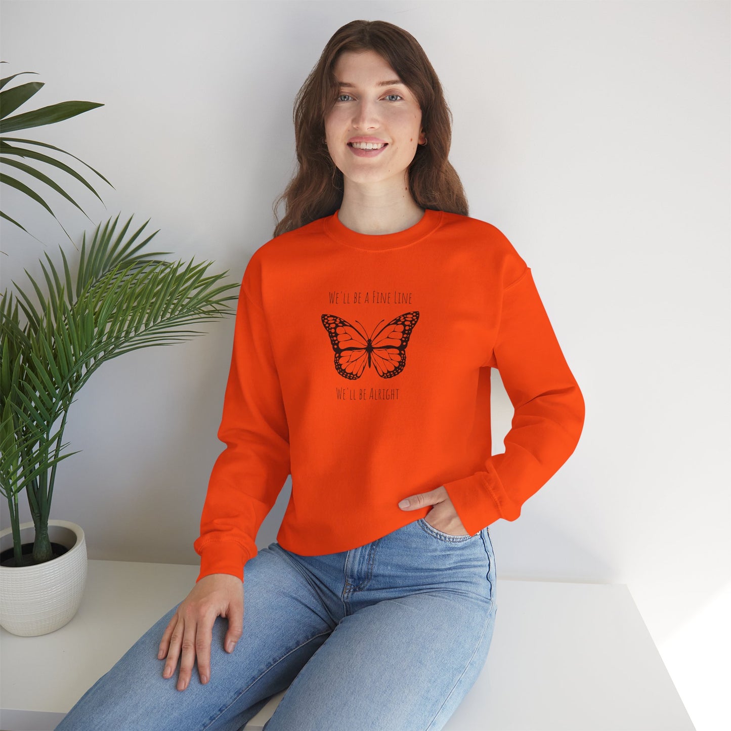Fine Line Butterfly Crewneck Sweatshirt