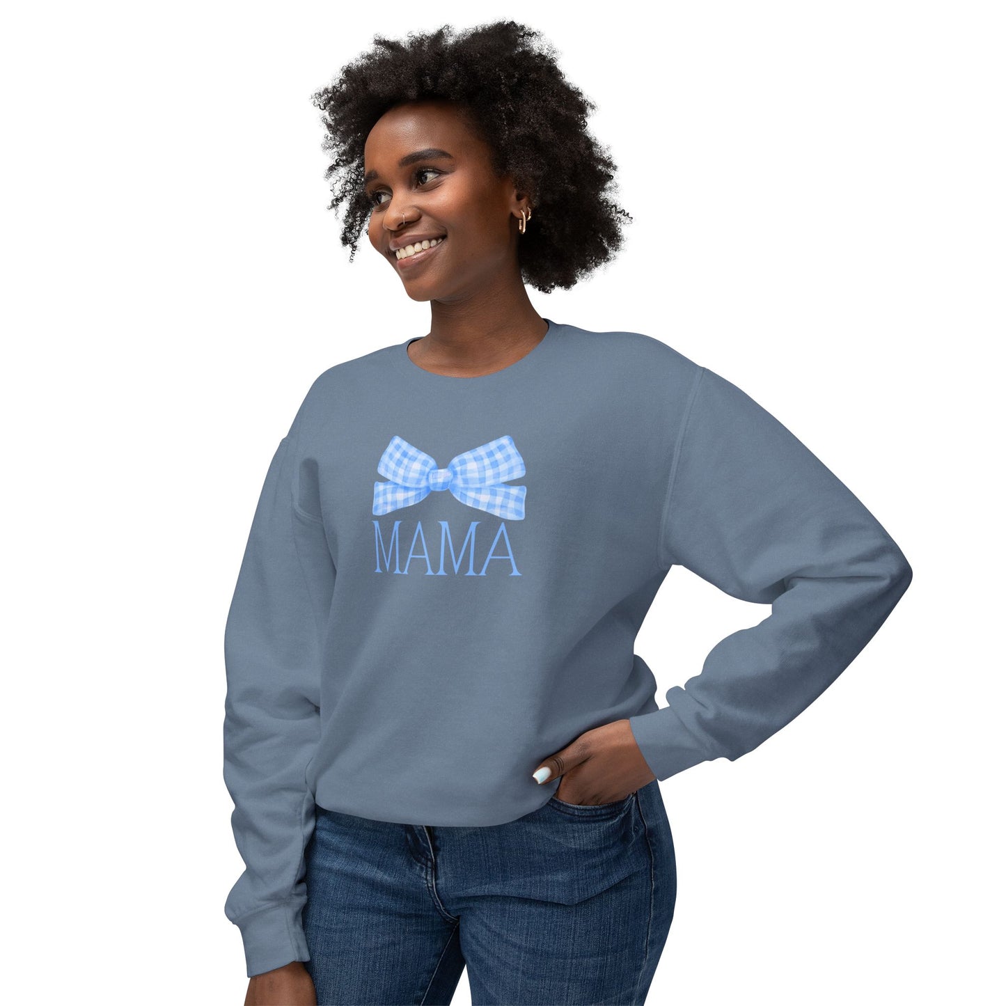 Blue Mama Bow Comfort Colors Sweatshirt