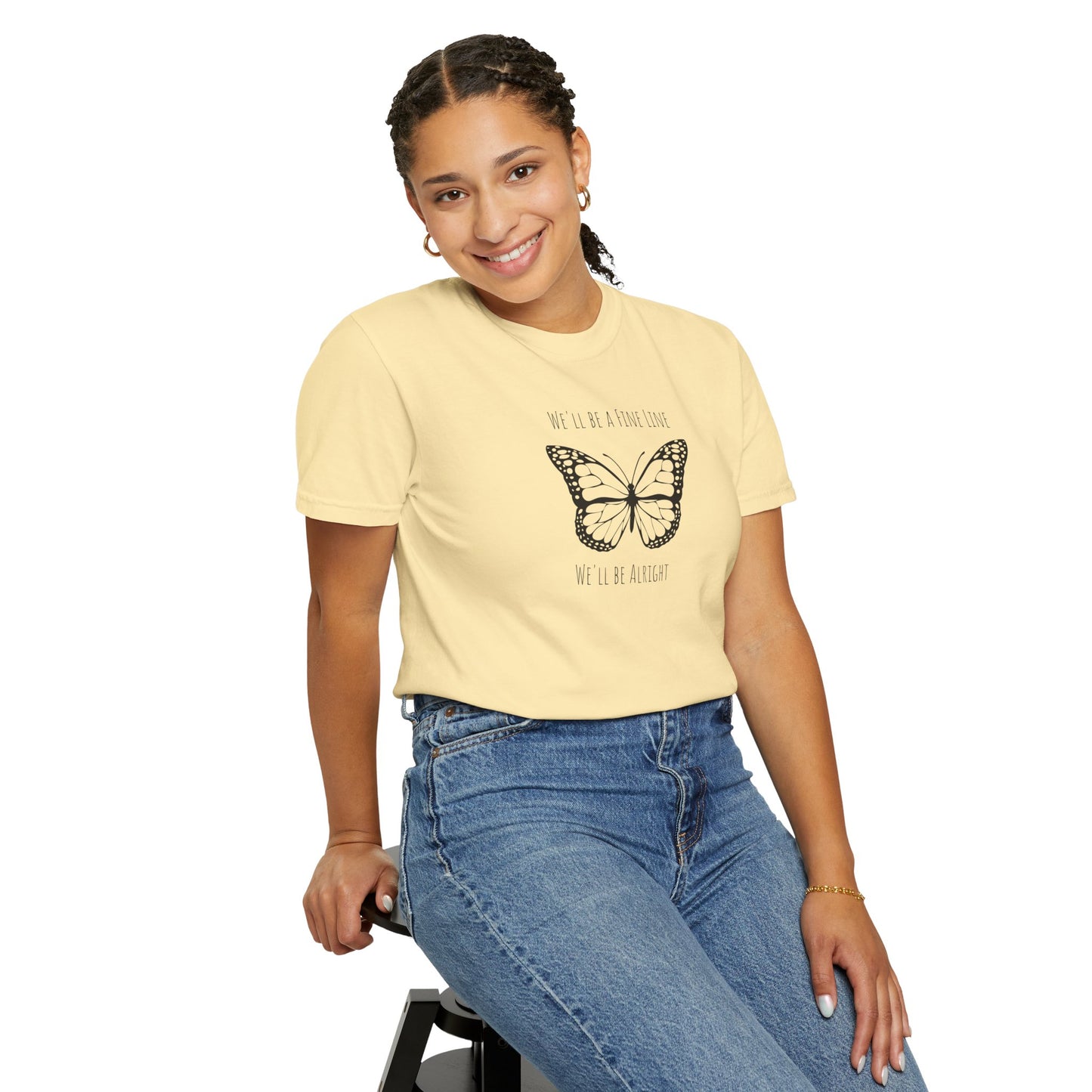 Fine Line Butterfly Comfort Colors Tee