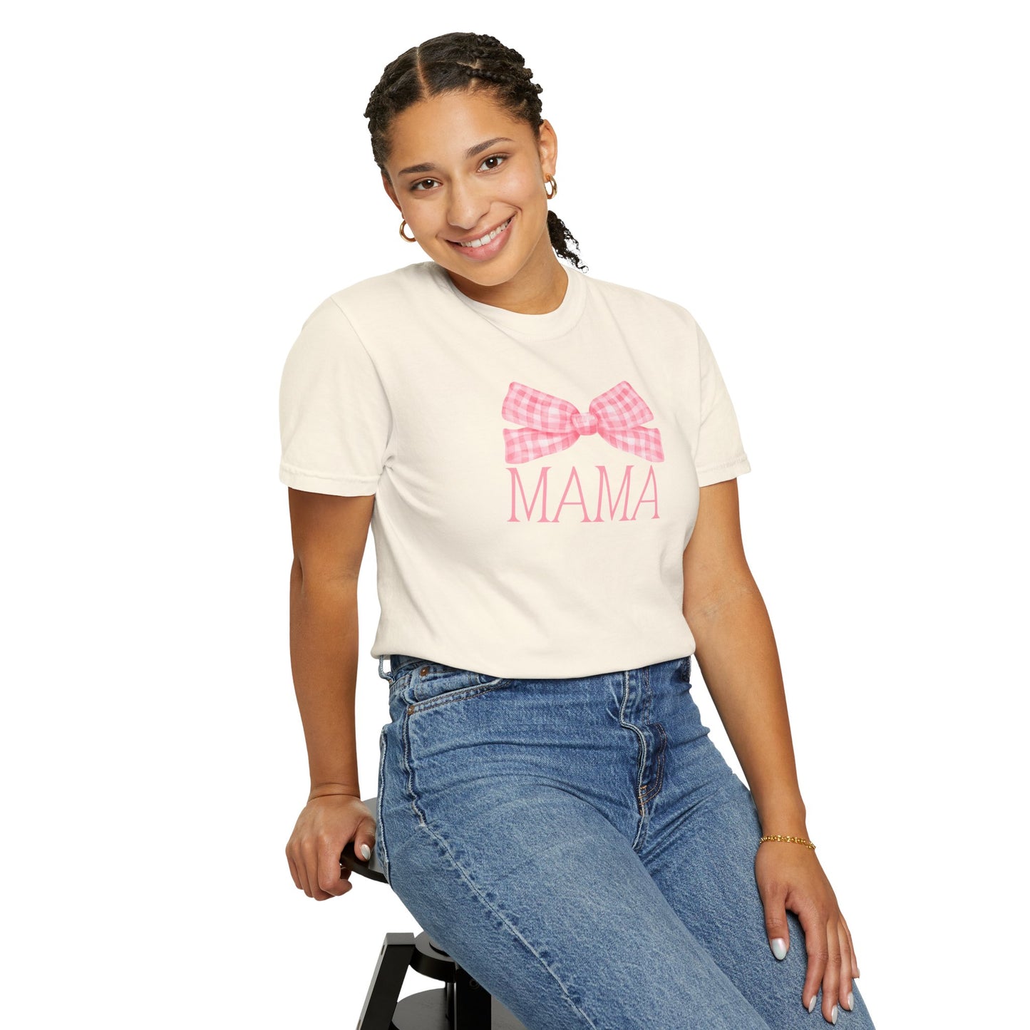 Mama Pink Bow Comfort Colors Tee