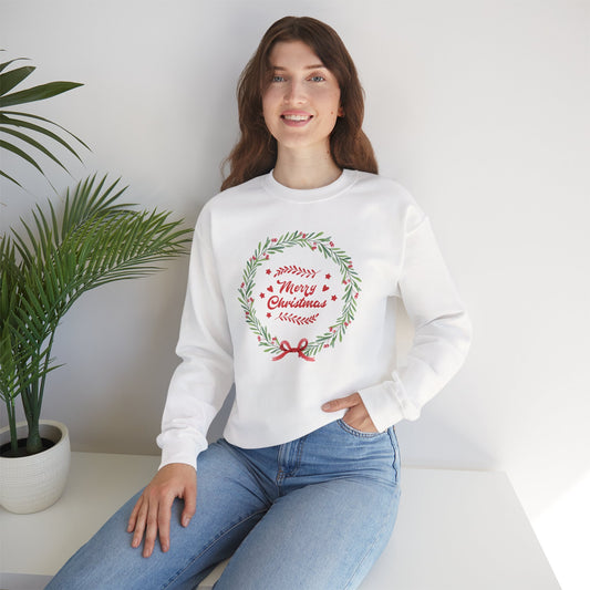 Merry Christmas Wreath Crewneck Sweatshirt