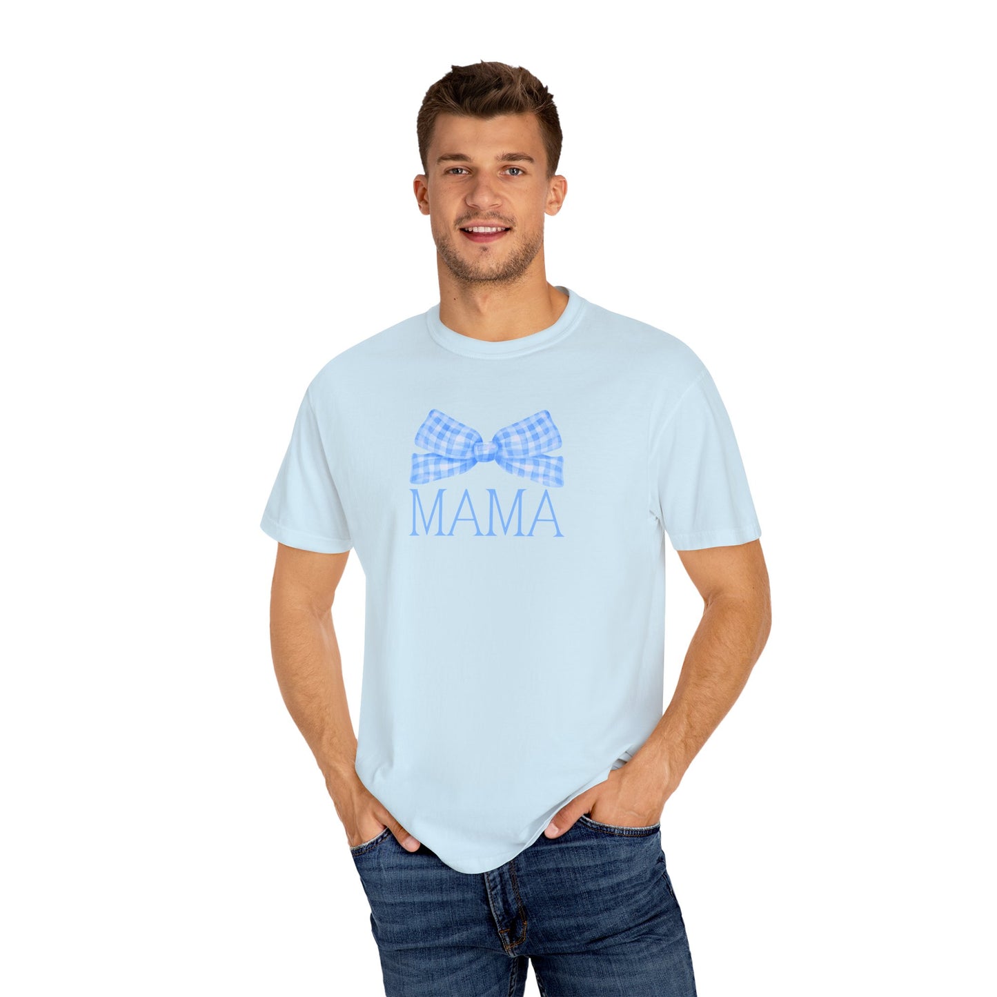 Mama Blue Bow Comfort Colors Tee