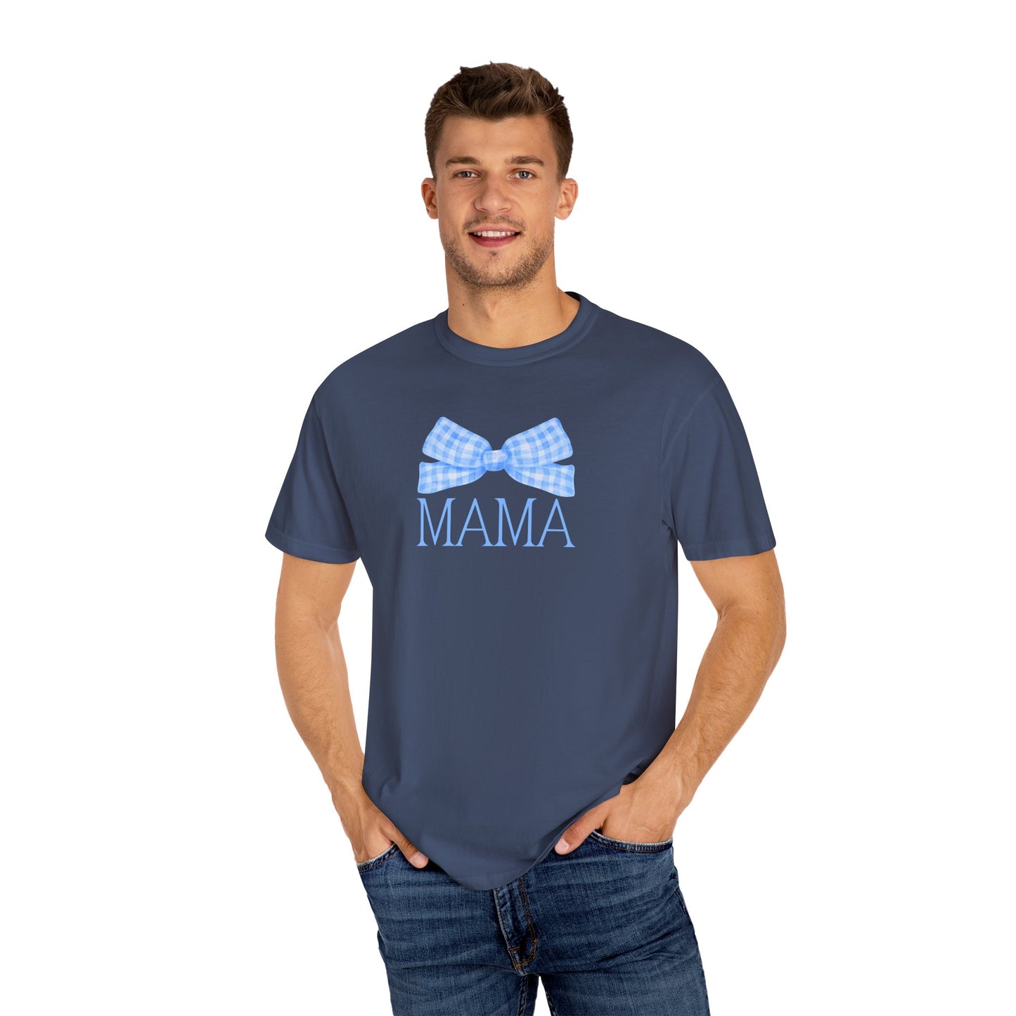 Mama Blue Bow Comfort Colors Tee