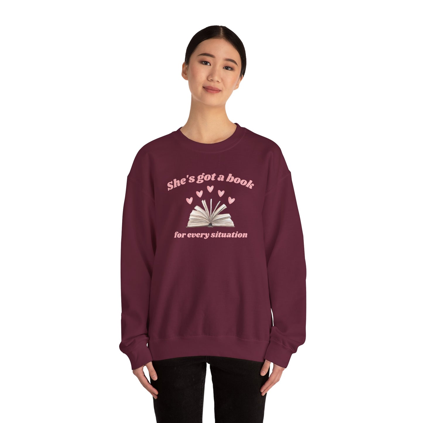 She's Got a Book For Every Situation Crewneck Sweatshirt
