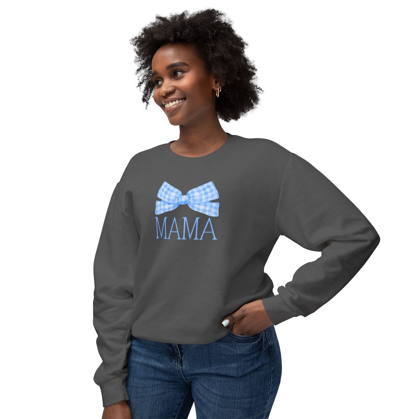 Blue Mama Bow Comfort Colors Sweatshirt