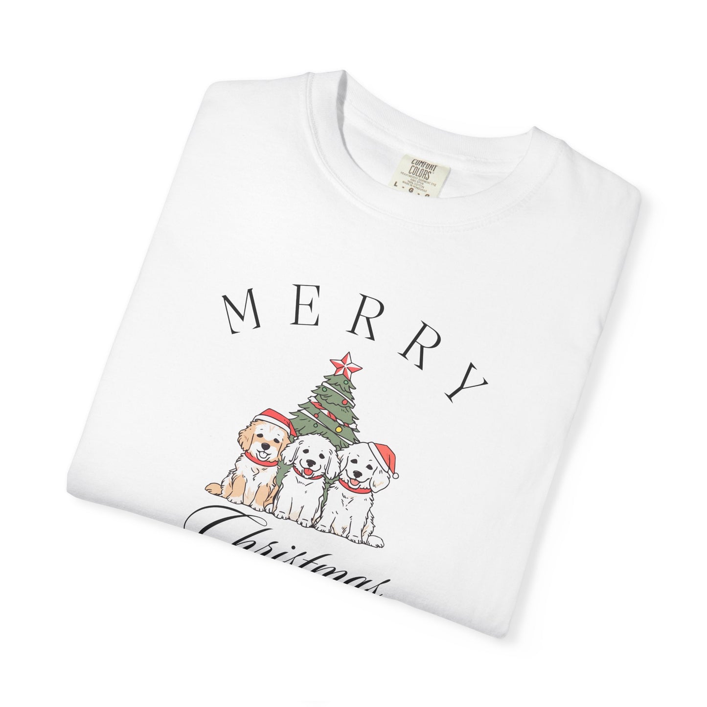 Merry Christmas Puppies Comfort Colors Tee