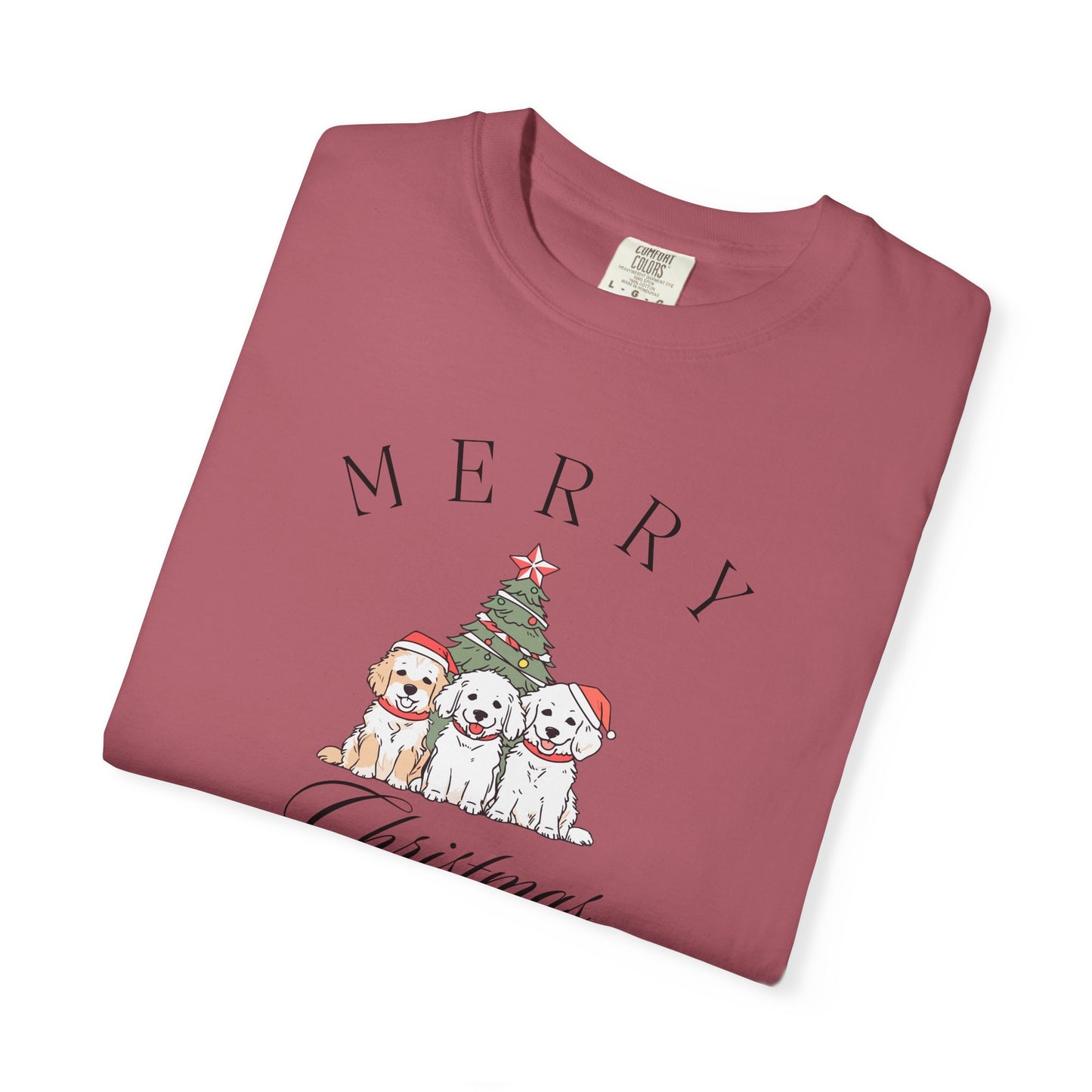 Merry Christmas Puppies Comfort Colors Tee