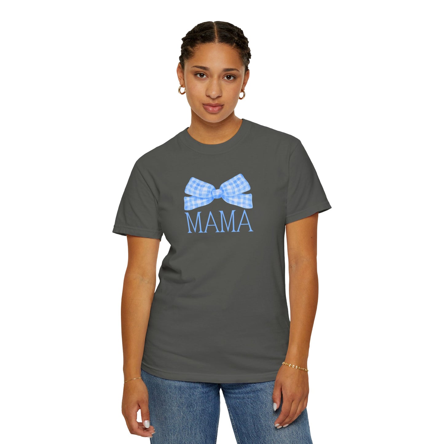 Mama Blue Bow Comfort Colors Tee