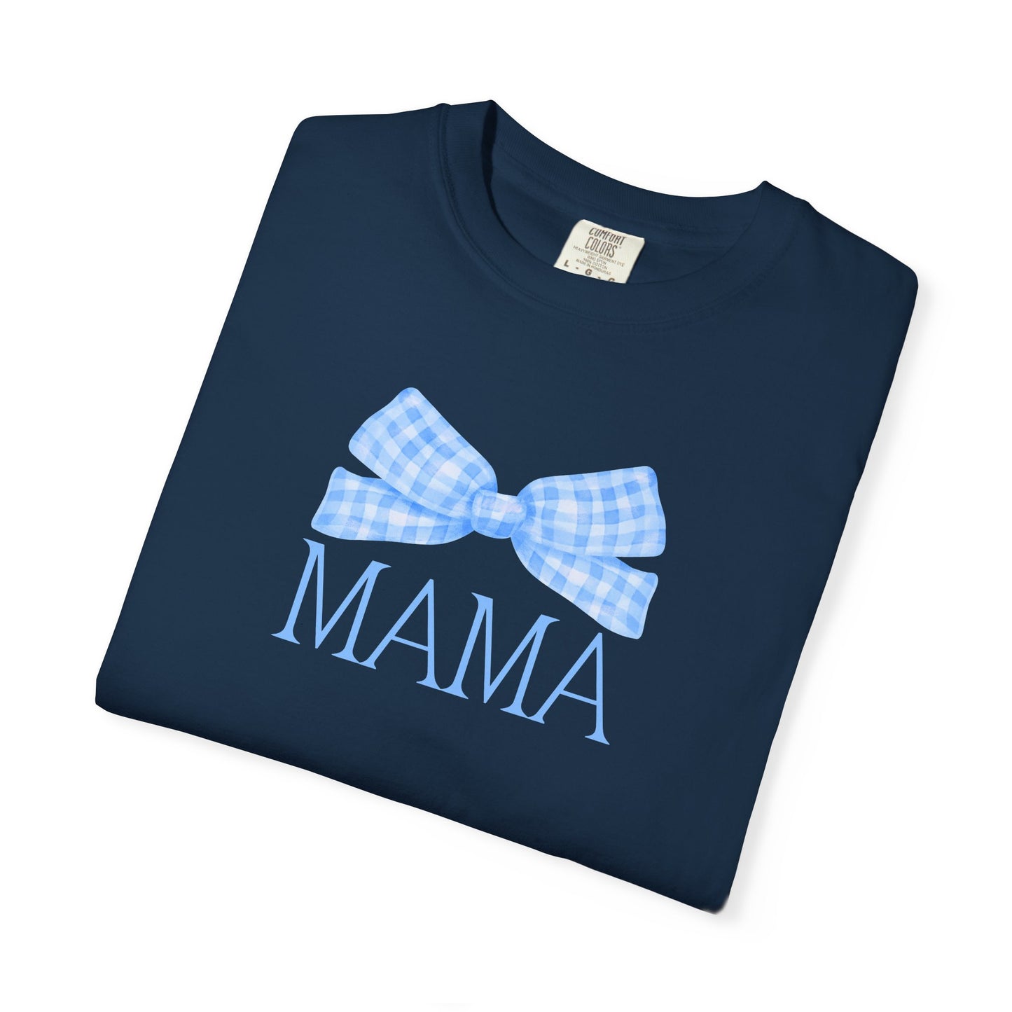 Mama Blue Bow Comfort Colors Tee