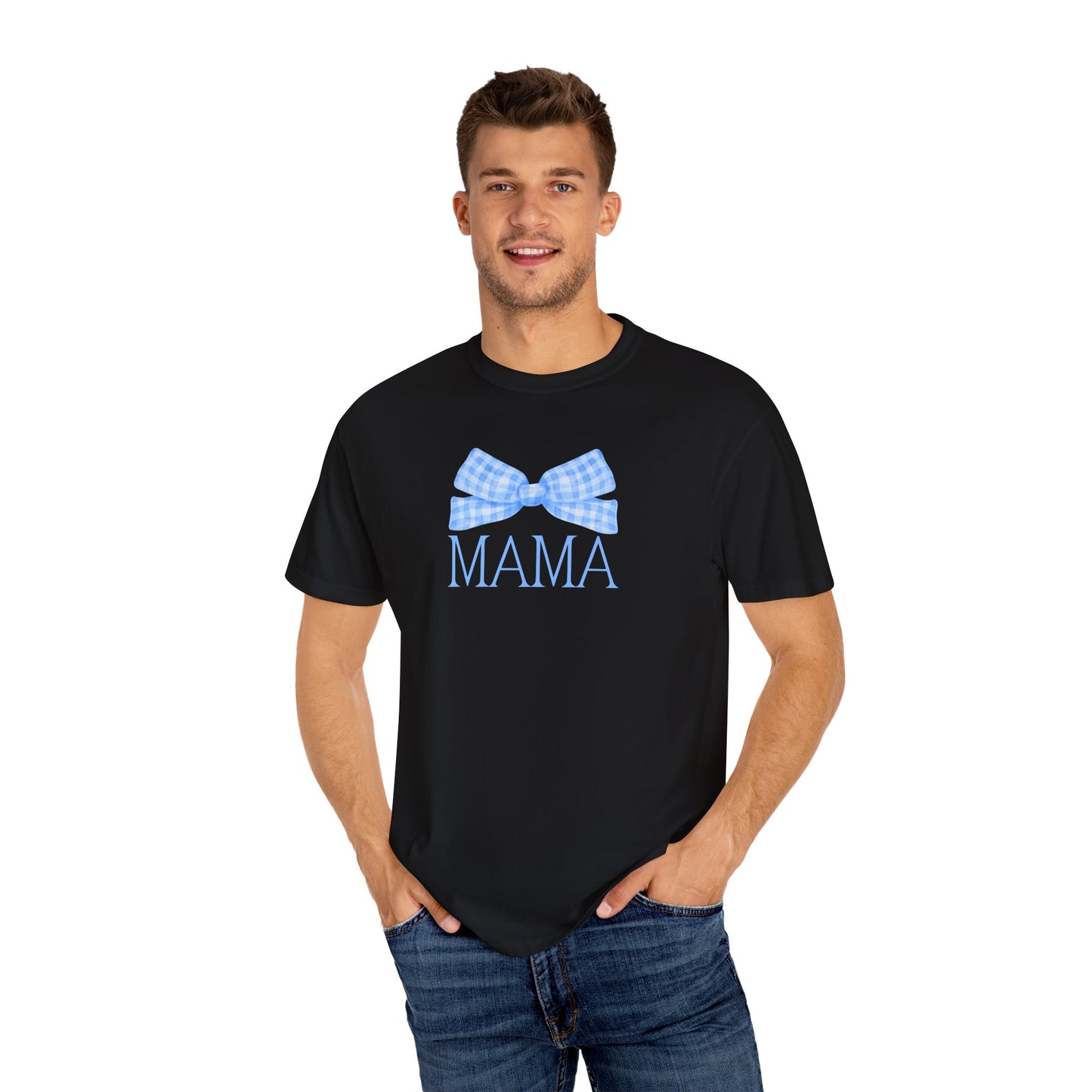 Mama Blue Bow Comfort Colors Tee