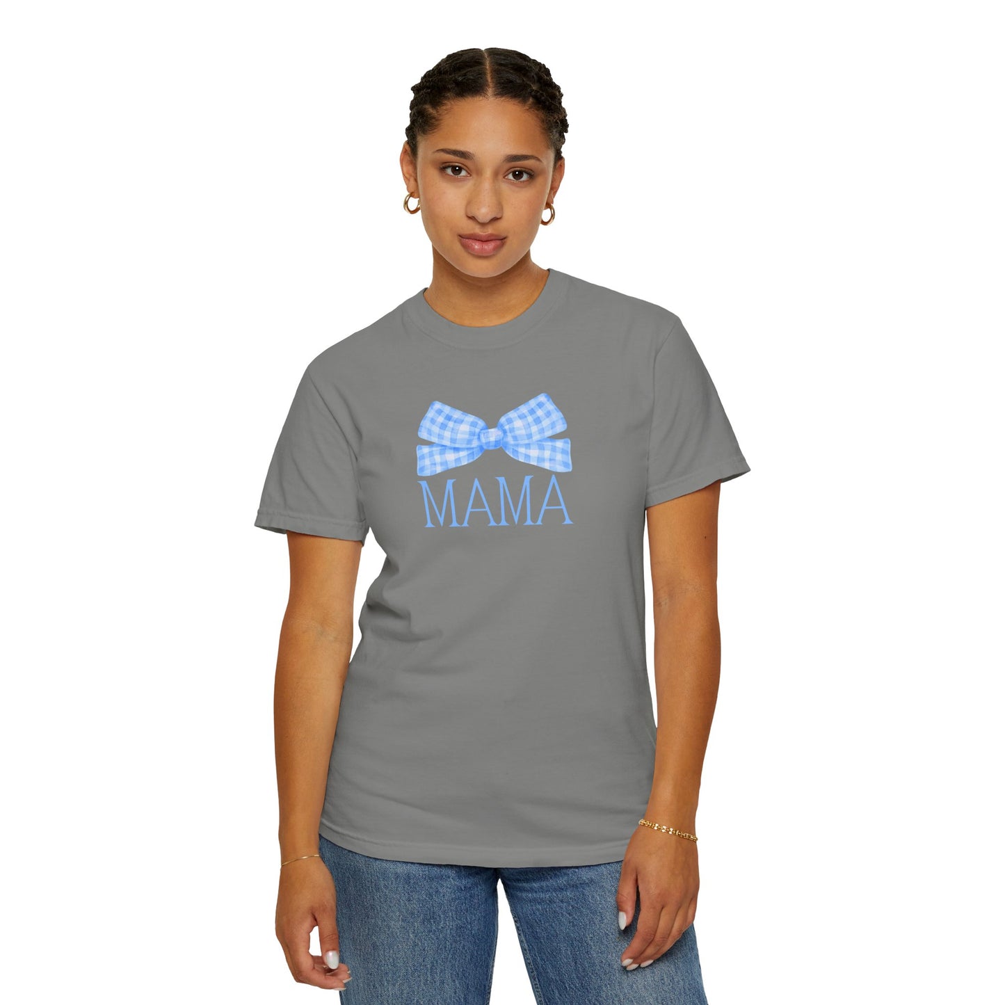 Mama Blue Bow Comfort Colors Tee