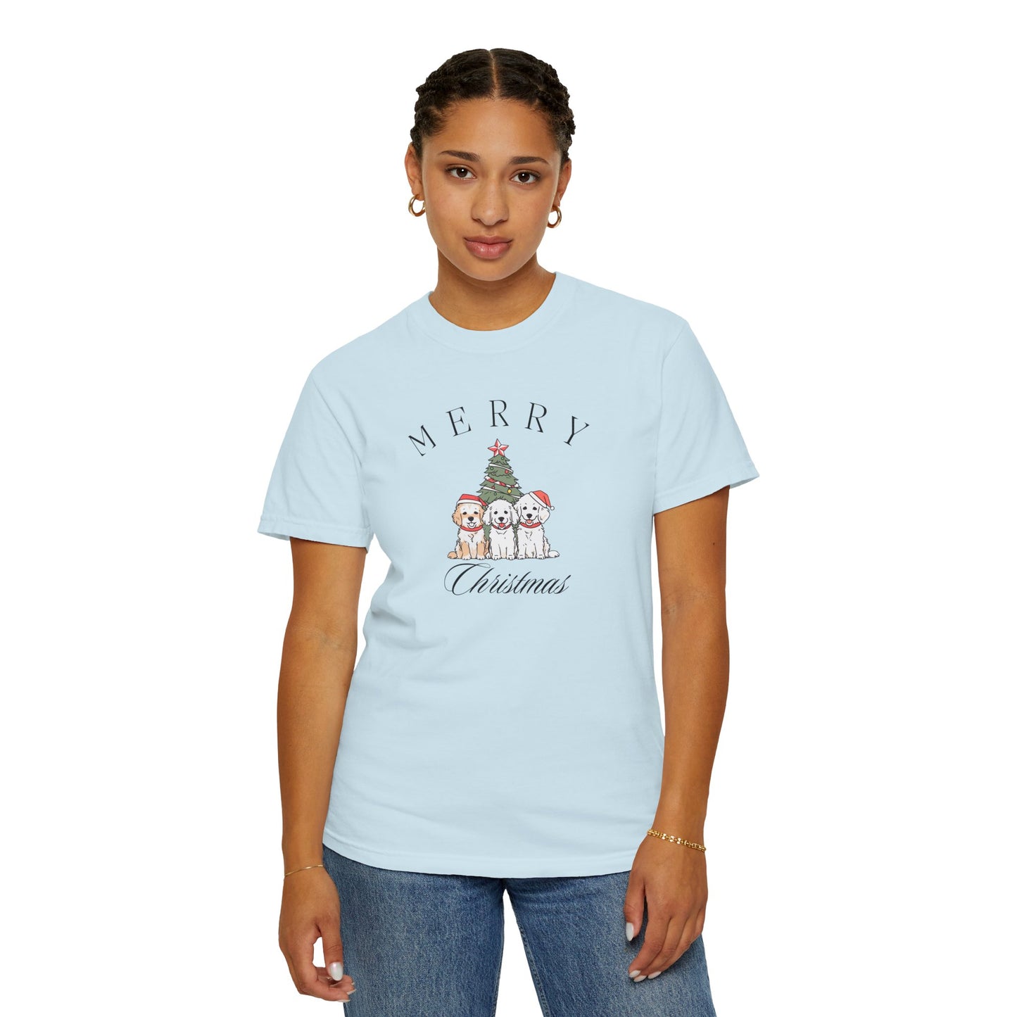 Merry Christmas Puppies Comfort Colors Tee