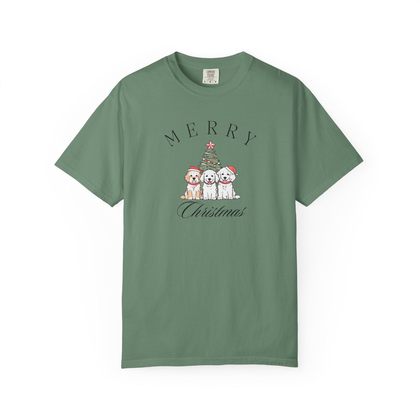 Merry Christmas Puppies Comfort Colors Tee