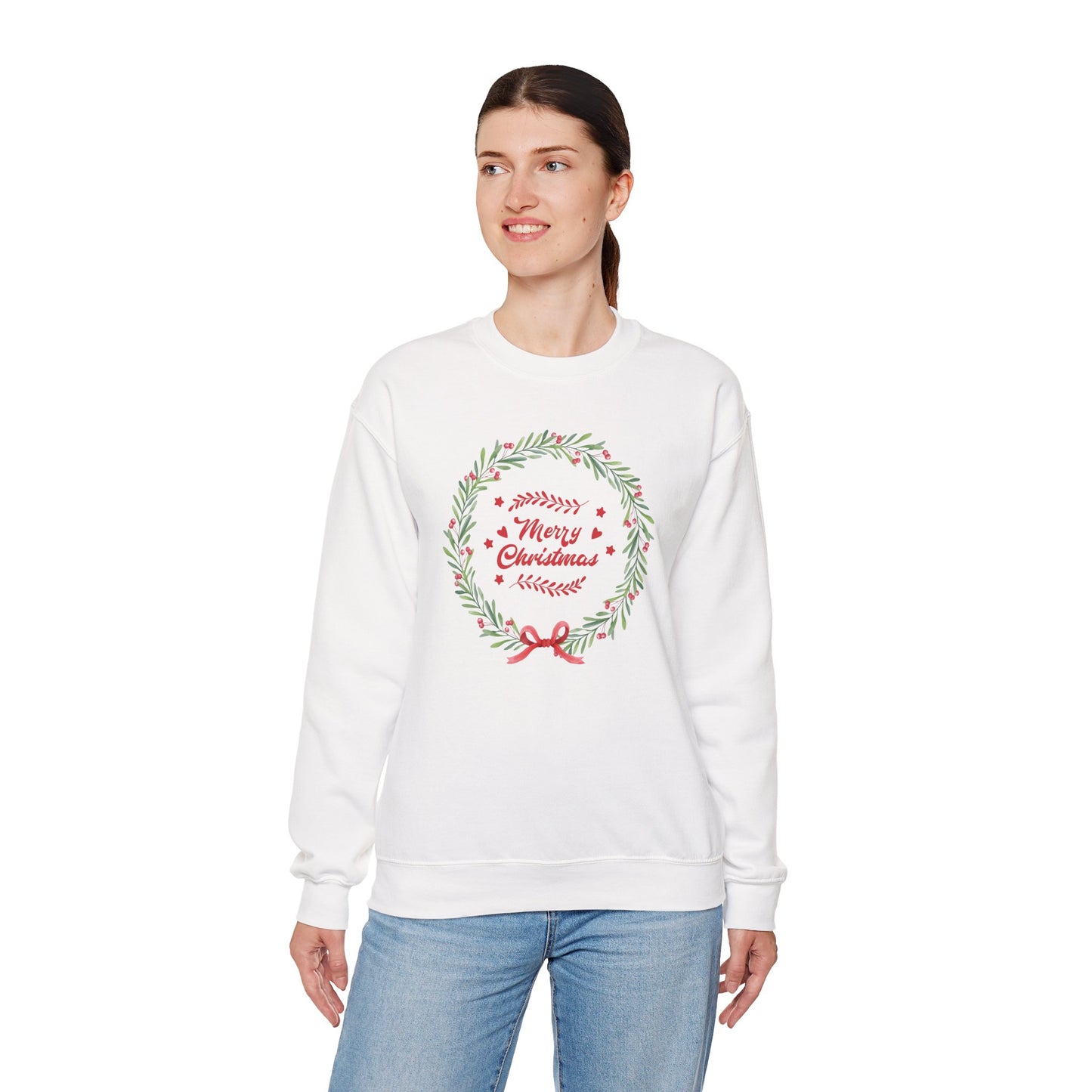 Merry Christmas Wreath Crewneck Sweatshirt
