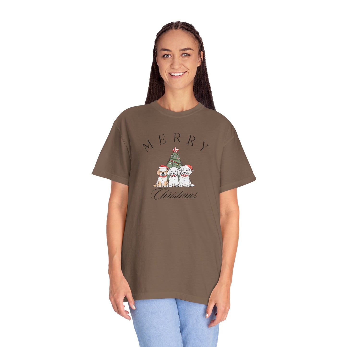 Merry Christmas Puppies Comfort Colors Tee