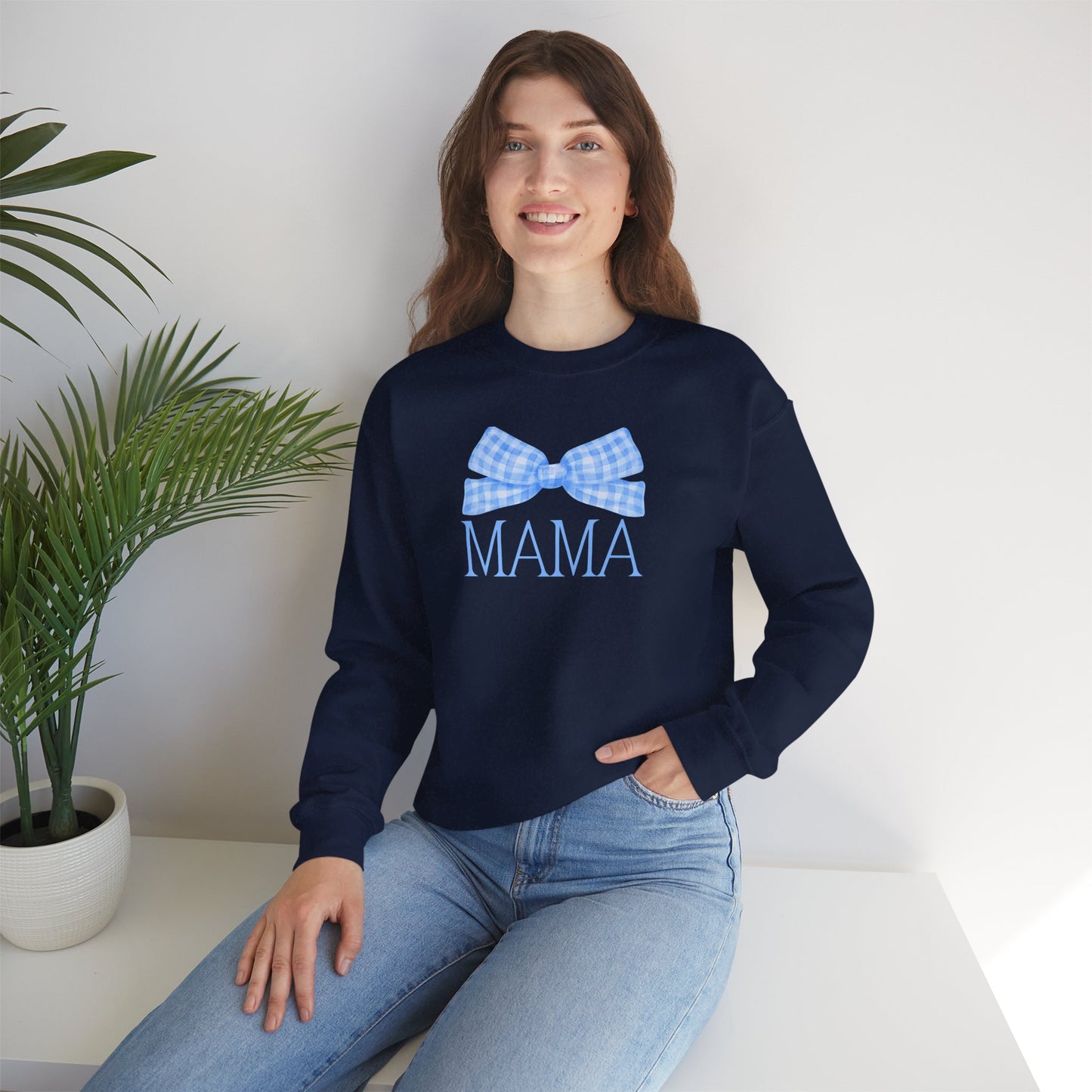 Blue Mama Bow Crewneck Sweatshirt