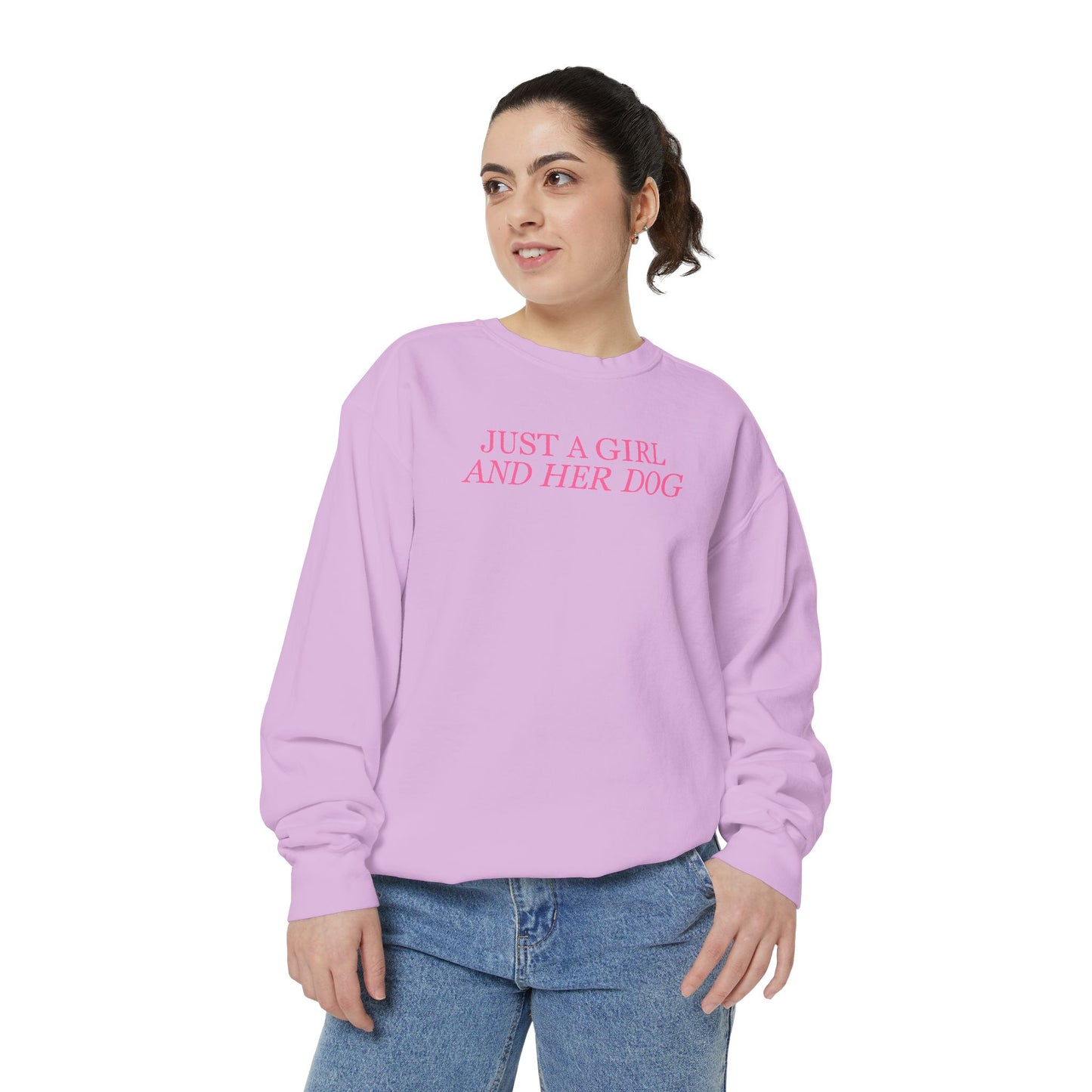 Just a Girl and Her Dog Comfort Colors Crewneck