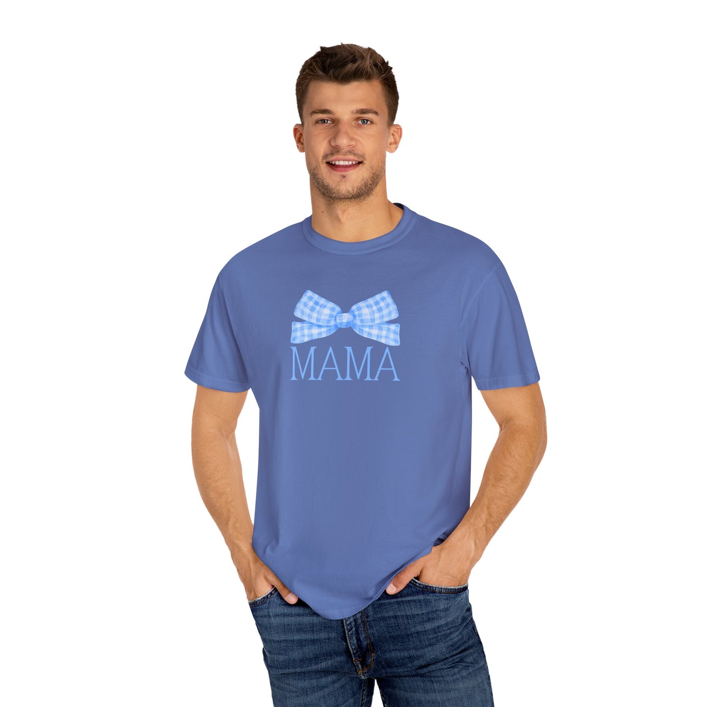 Mama Blue Bow Comfort Colors Tee
