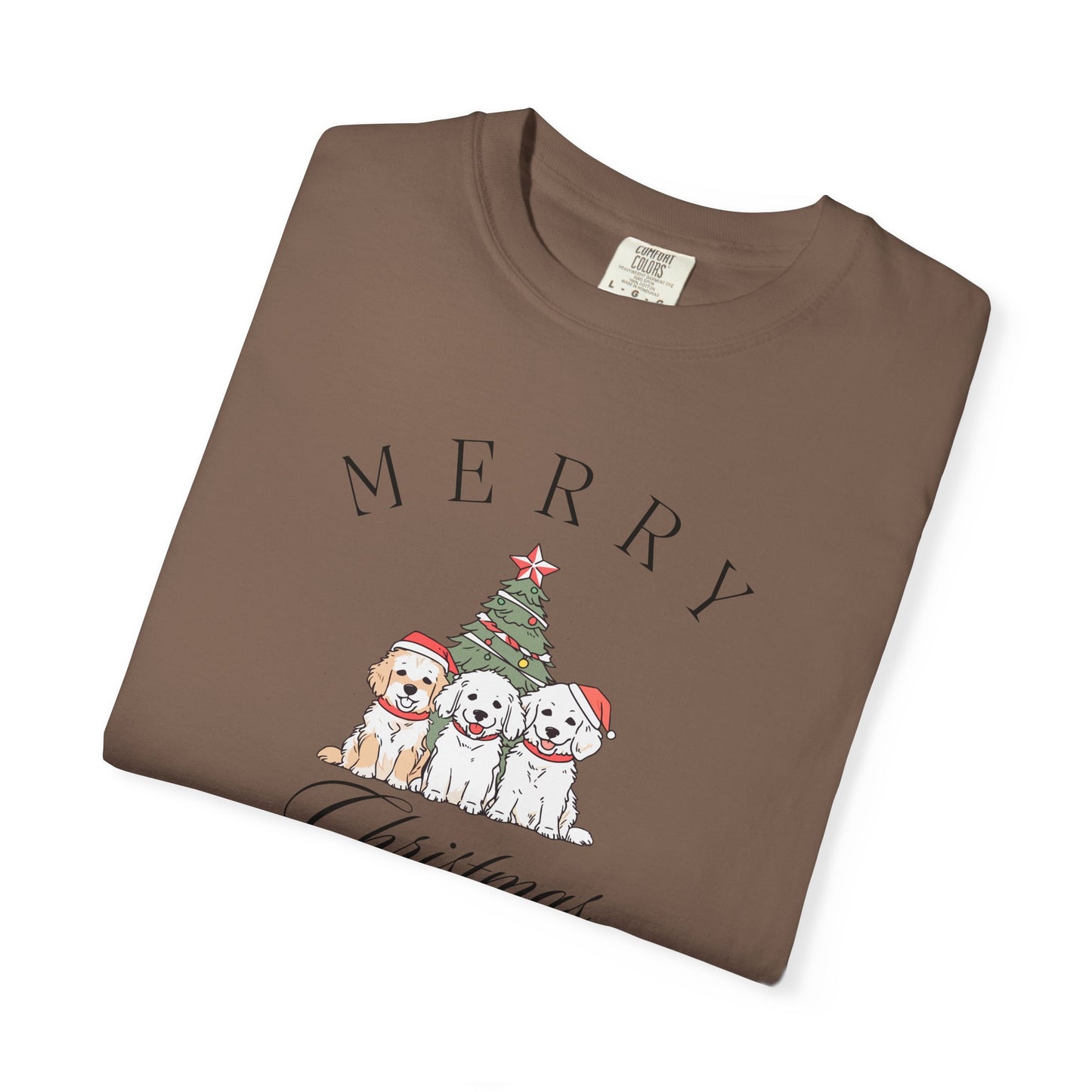 Merry Christmas Puppies Comfort Colors Tee