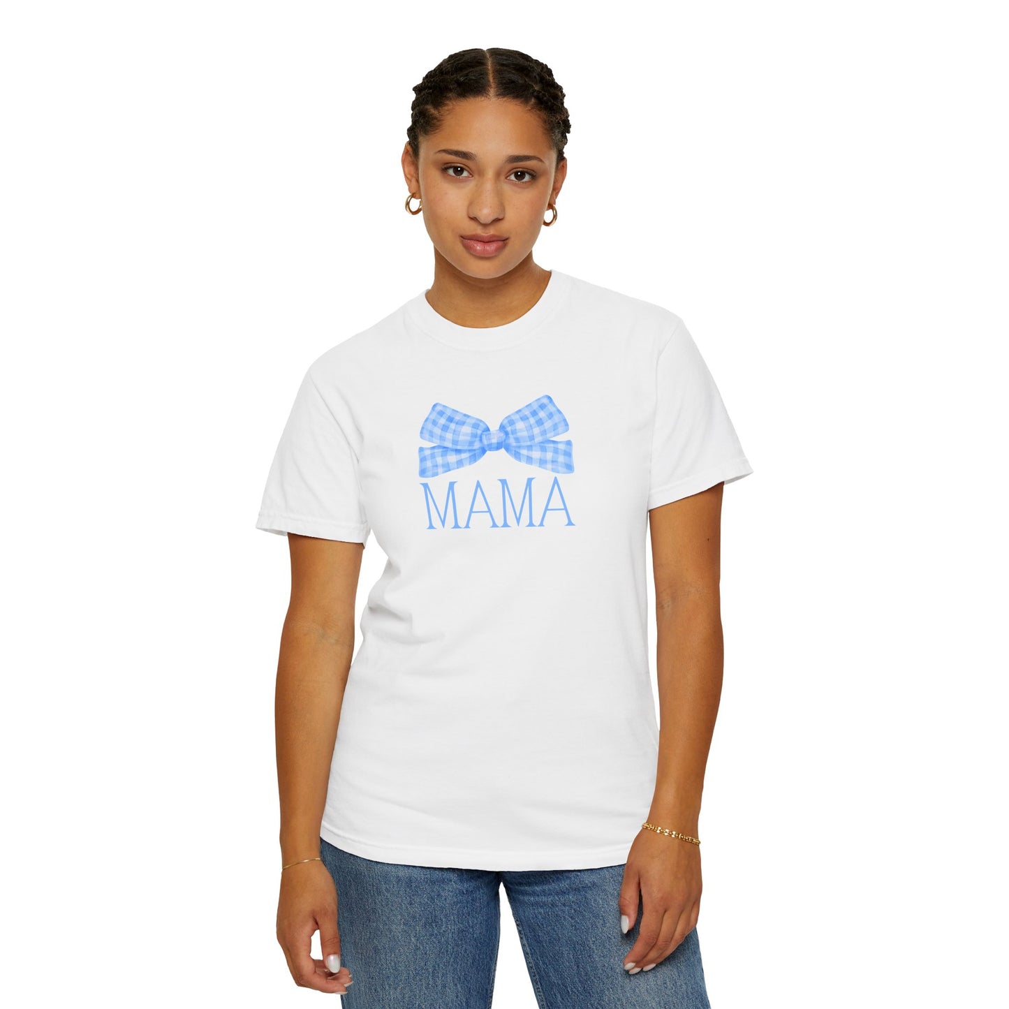 Mama Blue Bow Comfort Colors Tee