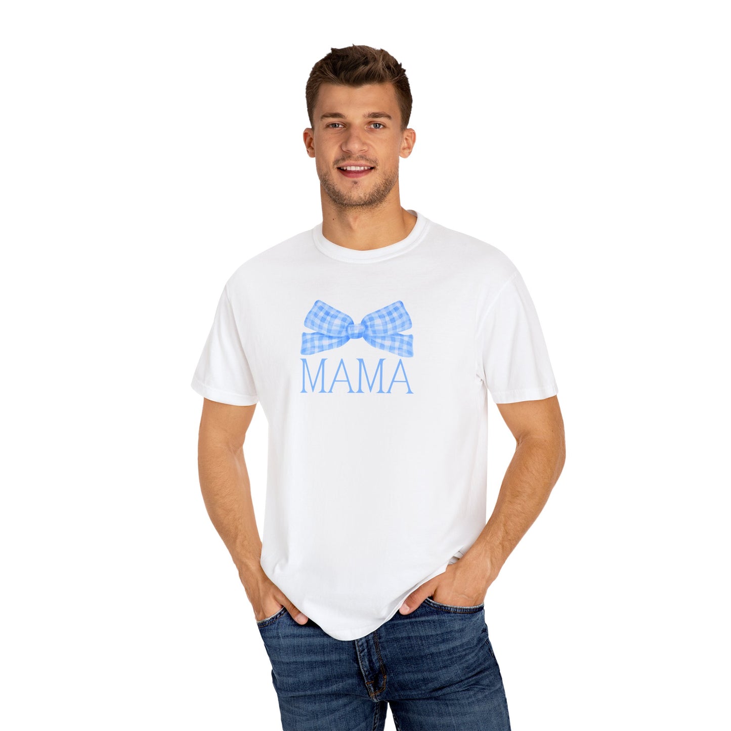Mama Blue Bow Comfort Colors Tee
