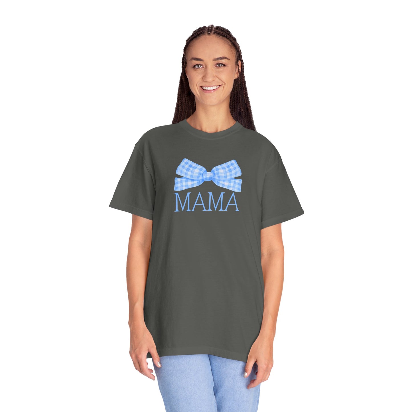 Mama Blue Bow Comfort Colors Tee