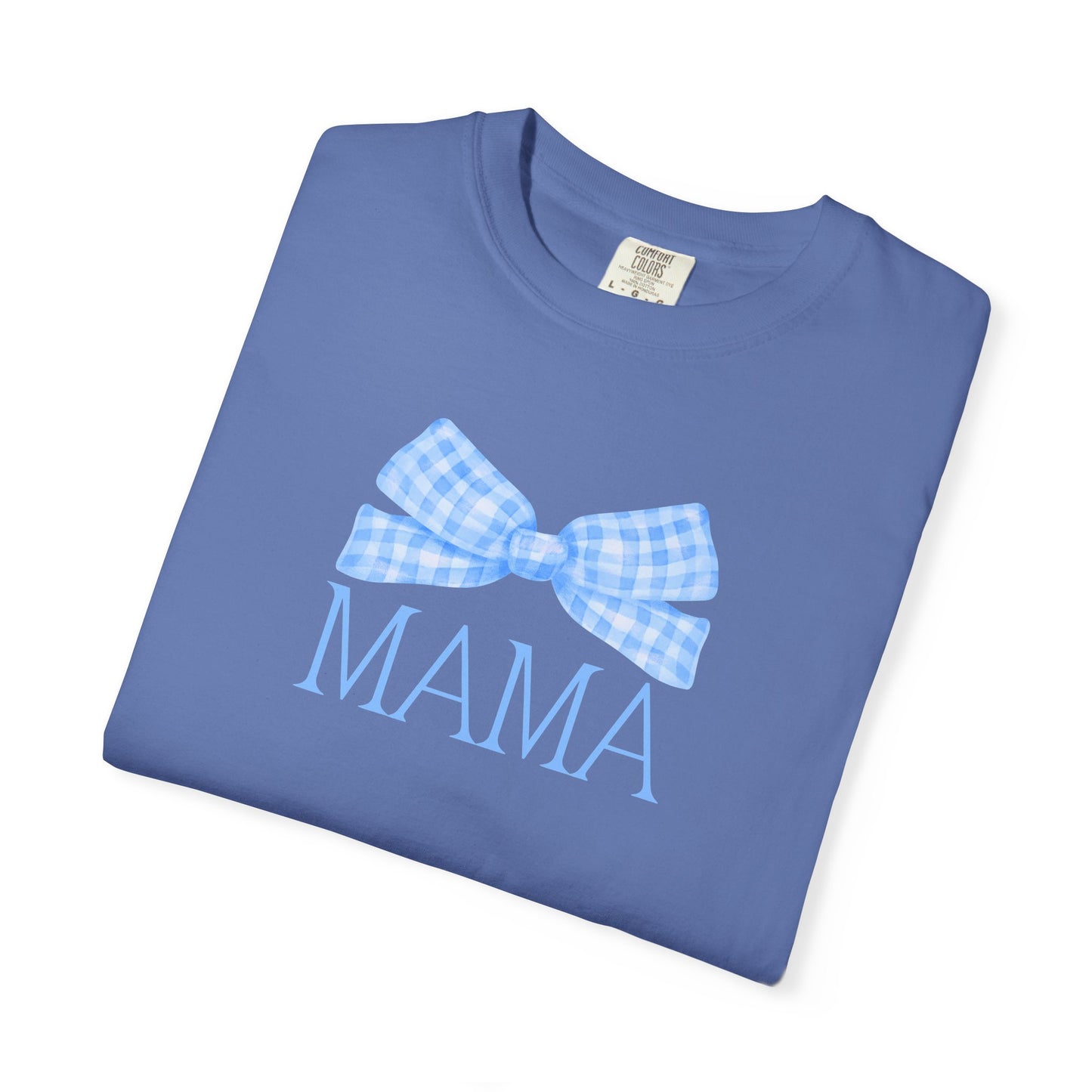 Mama Blue Bow Comfort Colors Tee