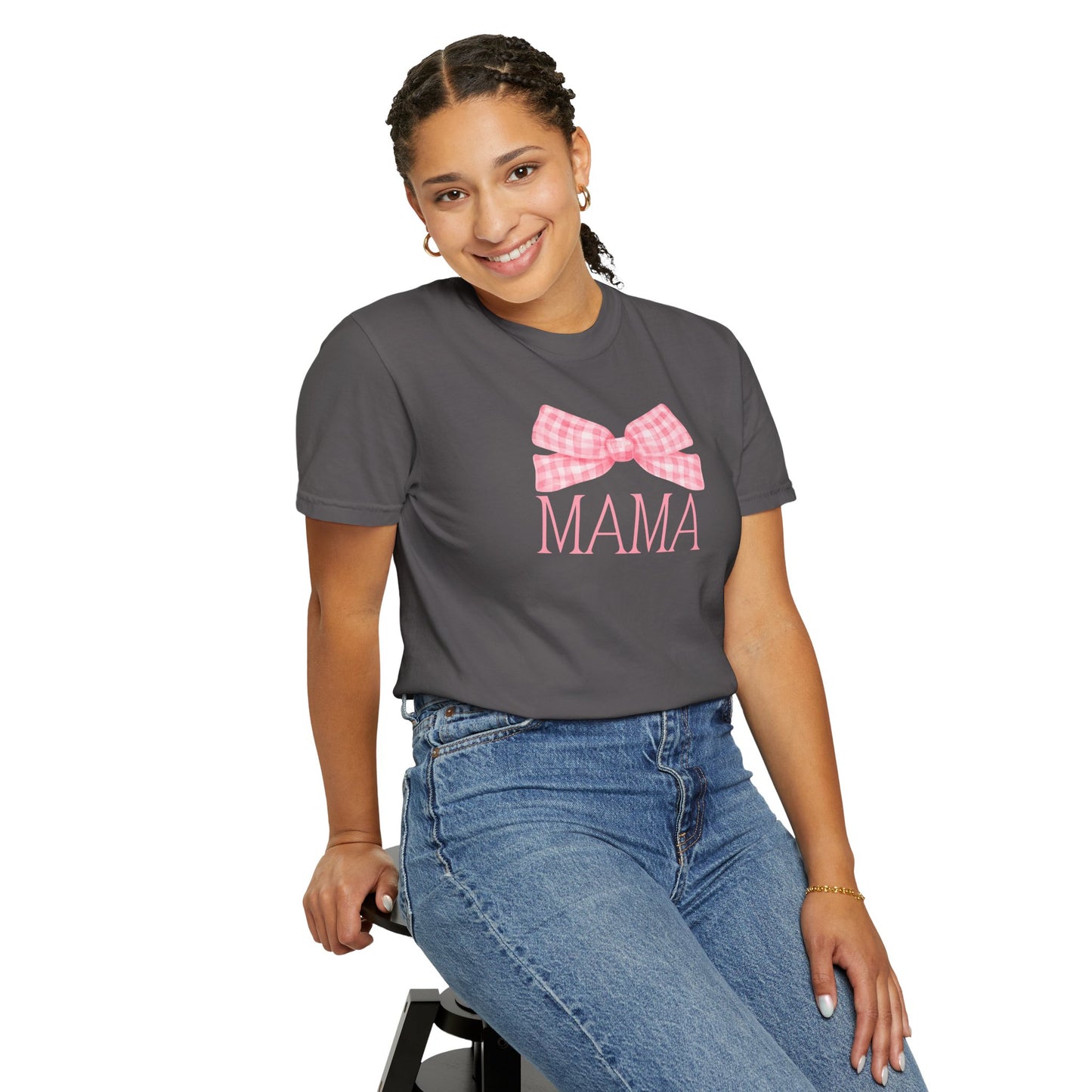 Mama Pink Bow Comfort Colors Tee