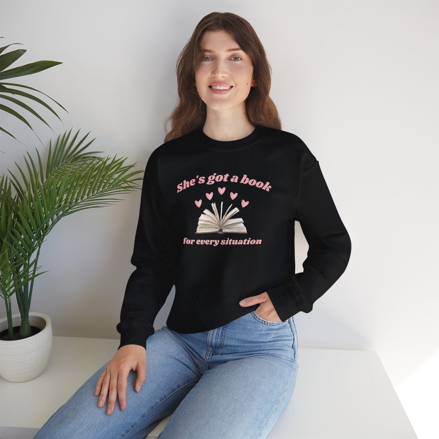 She's Got a Book For Every Situation Crewneck Sweatshirt