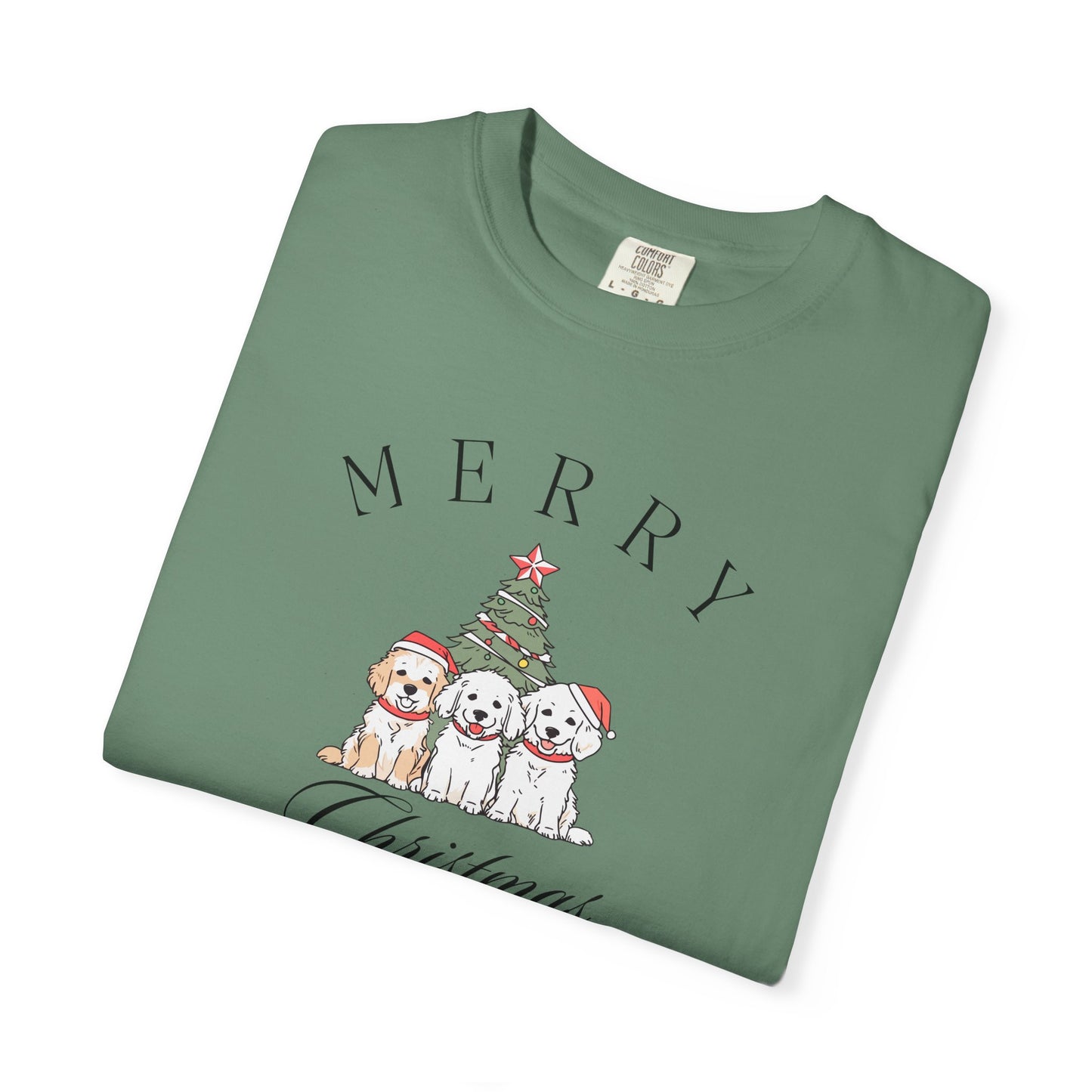 Merry Christmas Puppies Comfort Colors Tee
